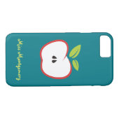 Ein Apfel mit roter Kontur und grünen Blätter Case-Mate iPhone Hülle (Rückseite (Horizontal))
