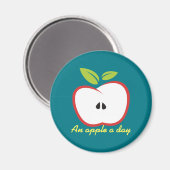 Ein Apfel mit roter Kontur und grünen Blätter Magnet (Vorderseite/Rückseite)