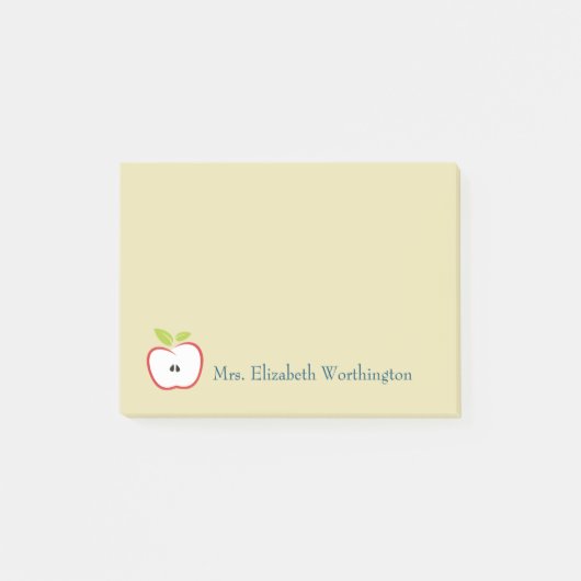 Ein Apfel mit roter Kontur und grünen Blätter Post-it Klebezettel (Vorderseite)