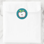 Ein Apfel mit roter Kontur und grünen Blätter Runder Aufkleber (Tasche)