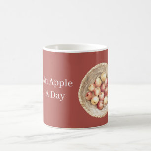 Ein Apfel pro Tag Korb Kaffeetasse