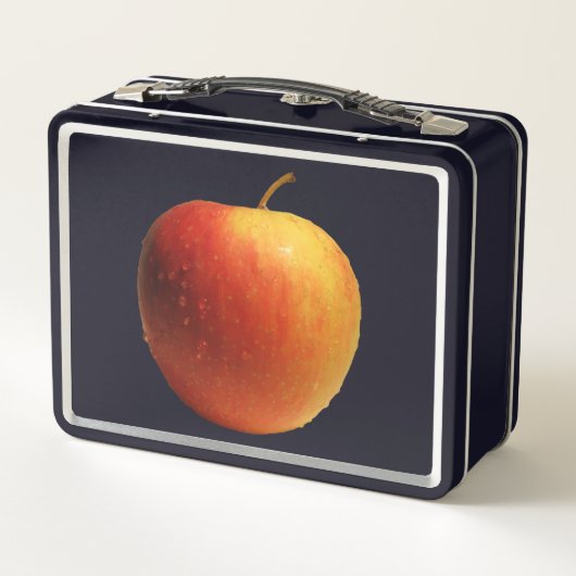 Ein Apfel zum reinbeißen, mit Wassertropfen Metall Brotdose (Rückseite)