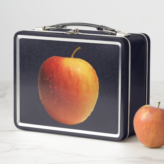 Ein Apfel zum reinbeißen, mit Wassertropfen Metall Brotdose (Beispiel)