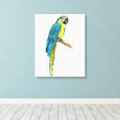 Ein Aquamariner Macaw Leinwanddruck (Insitu (Holzboden))