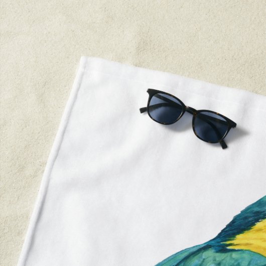 Ein Aquamariner Macaw Strandtuch (Beispiel)