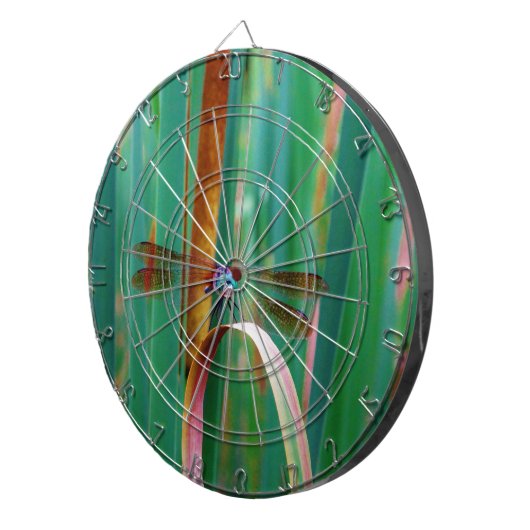 Ein aquamariner Mit Augen Drachenfliege mit Käfern Dartscheibe (Vorderseite rechts)