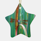 Ein aquamariner Mit Augen Drachenfliege mit Käfern Keramikornament (Links)