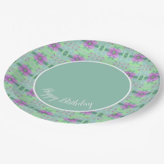 Ein Aquamarines, Lila und Limones Grünbuch zum Geb Pappteller (Schrägansicht)