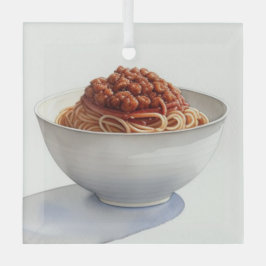 Ein Aquarell Zeichnend Spaghetti Bolognese Ornament Aus Glas
