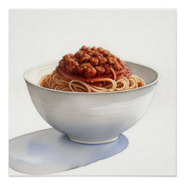 Ein Aquarell Zeichnend Spaghetti Bolognese Poster
