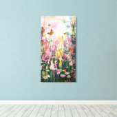 Ein Aquarellbild, das das Feld Wildblume darstellt Leinwanddruck (Insitu (Holzboden))