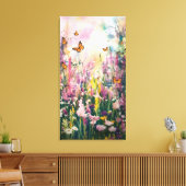 Ein Aquarellbild, das das Feld Wildblume darstellt Leinwanddruck (Insitu (Wohnzimmer))