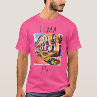 Ein Aquarellbild von Lima - Peru T-Shirt