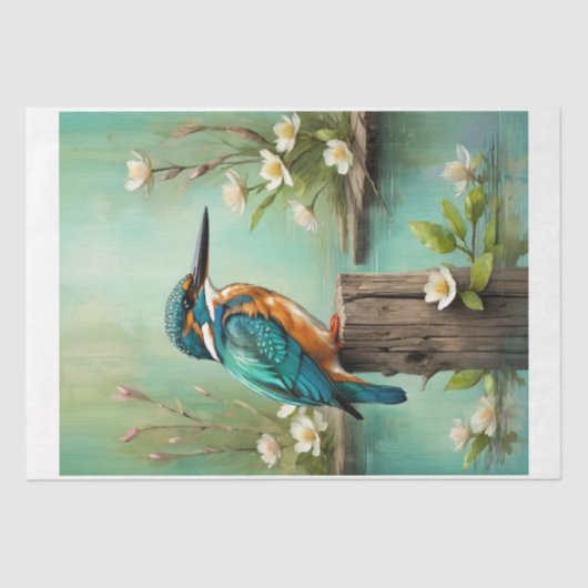 Ein Aquarellenfänger auf einem Zweig Seidenpapier (Vorderseite)