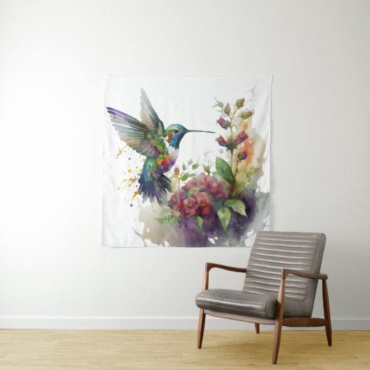 Ein Aquareller Delikatesse Hummingbird Mauer Art Wandteppich (Beispiel)