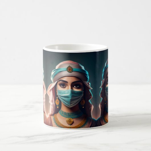 Ein arabisches Mädchen mit Schleier und kohl-gerip Kaffeetasse (Mittel)