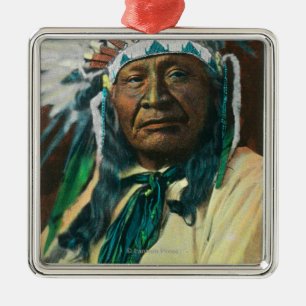 Ein arapahoe-indischer Leiter PortraitColorado Silbernes Ornament