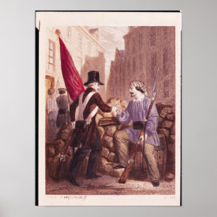 Ein Arbeiter, der sein Brot mit einem Schüler teil Poster