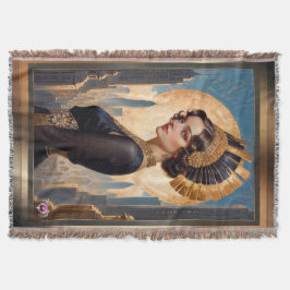 Ein Art Deco Beauty by a Golden Disc by Xzendor7 Decke