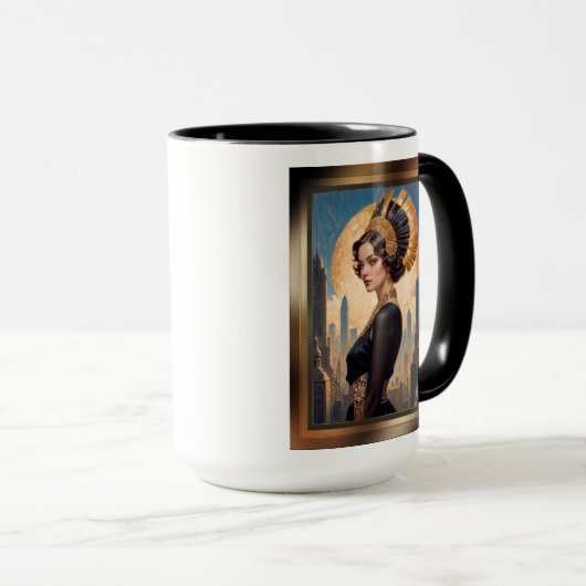 Ein Art Deco Beauty by a Golden Disc by Xzendor7 Tasse (VorderseiteRechts)