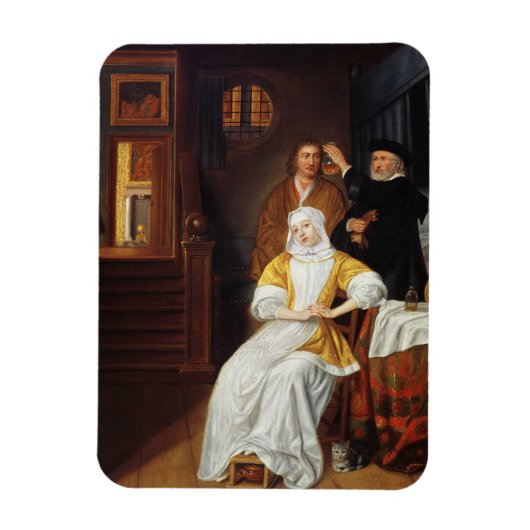 Ein Arzt, der eine junge Frau in einem Schlafzimme Magnet (Vertikal)