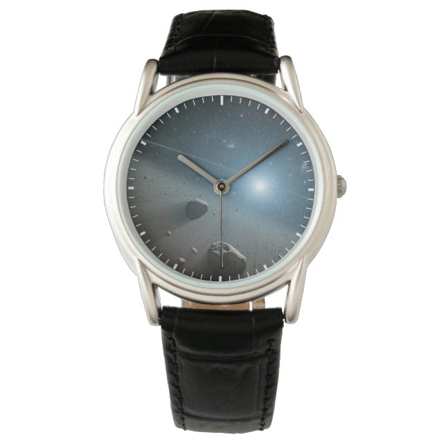 Ein Asteroidengürtel rund um den hellen Star Vega. Armbanduhr (Vorderseite)