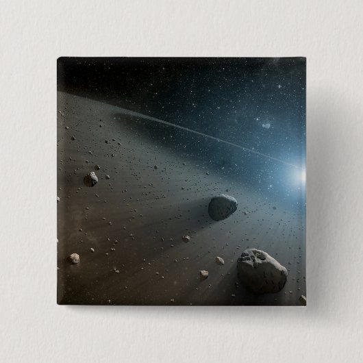 Ein Asteroidengürtel rund um den hellen Star Vega. Button (Vorderseite)