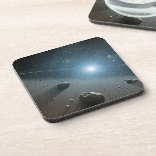 Ein Asteroidengürtel rund um den hellen Star Vega. Getränkeuntersetzer (Linke Seite)
