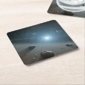 Ein Asteroidengürtel rund um den hellen Star Vega. Rechteckiger Pappuntersetzer (angewinkelt)