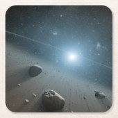 Ein Asteroidengürtel rund um den hellen Star Vega. Rechteckiger Pappuntersetzer (Vorderseite)