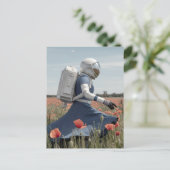 ein Astronaut auf einem Mohnfeld Postkarte (Stehend Vorderseite)