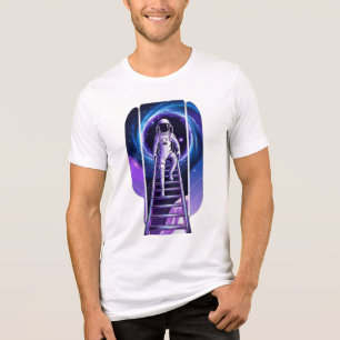 Ein Astronaut, der eine Leiter hinaufsteigt, die i Tri-Blend Shirt