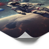 Ein Astronaut, der in der Luft mit Ballons schwebe Poster (Ecke)