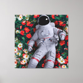 Ein Astronaut in den Blume Leinwanddruck