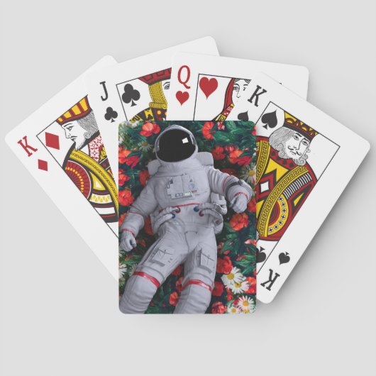 Ein Astronaut in den Blume Spielkarten (Rückseite)