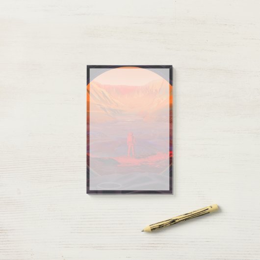 Ein Astronaut in den Mars Post-it Klebezettel (Auf Schreibtisch)