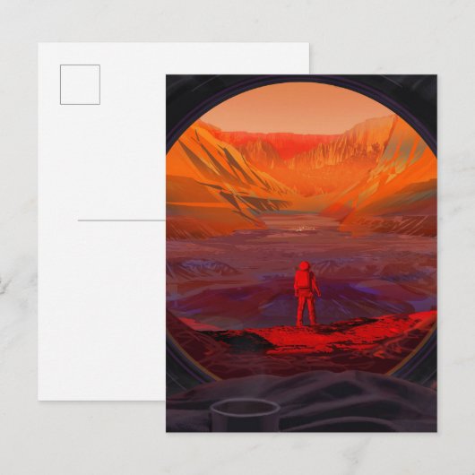 Ein Astronaut in den Mars Postkarte (Vorne/Hinten)