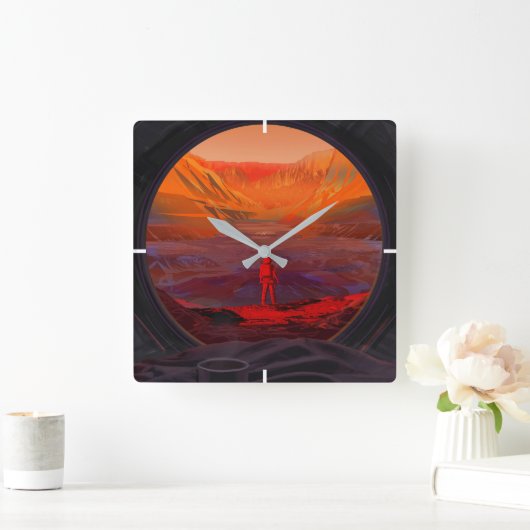 Ein Astronaut in den Mars Quadratische Wanduhr (Zuhause)