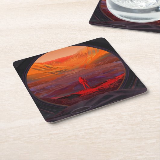 Ein Astronaut in den Mars Rechteckiger Pappuntersetzer (angewinkelt)