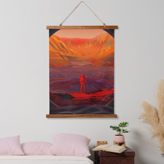 Ein Astronaut in den Mars Wandteppich Mit Holzrahmen (Schlafzimmer)