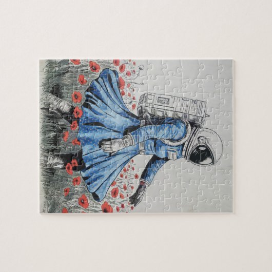 ein Astronaut in einem blauen Kleid, der in Pappi  Puzzle (Horizontal)
