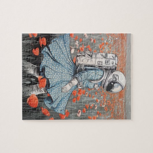 ein Astronaut in einem blauen Kleid, der in Pappi  Puzzle (Horizontal)