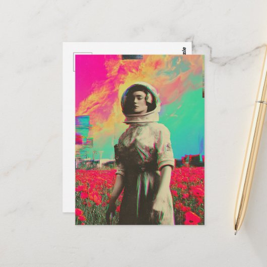 Ein Astronaut in einem Mohnfeld Postkarte (Vorderseite/Rückseite Beispiel)