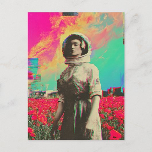 Ein Astronaut in einem Mohnfeld Postkarte (Vorderseite)