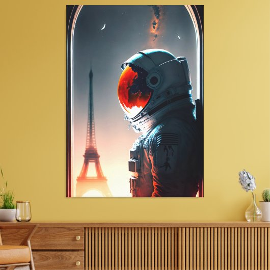 Ein Astronaut in Paris Leinwanddruck (Insitu (Wohnzimmer))