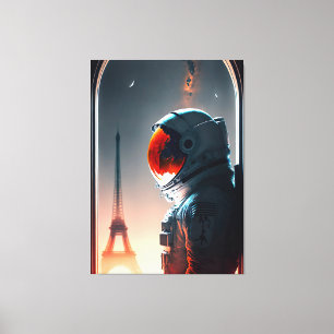 Ein Astronaut in Paris Leinwanddruck