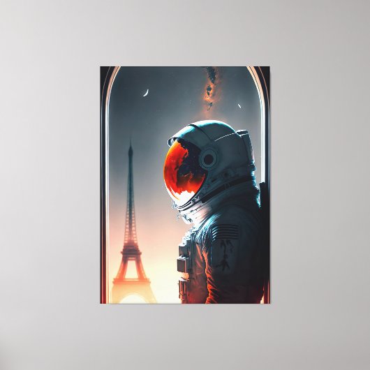 Ein Astronaut in Paris Leinwanddruck (Vorderseite)