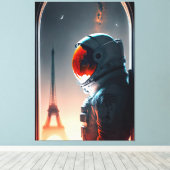 Ein Astronaut in Paris Leinwanddruck (Insitu (Holzboden))