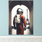 Ein Astronaut in Paris Leinwanddruck (Insitu (Holzboden))
