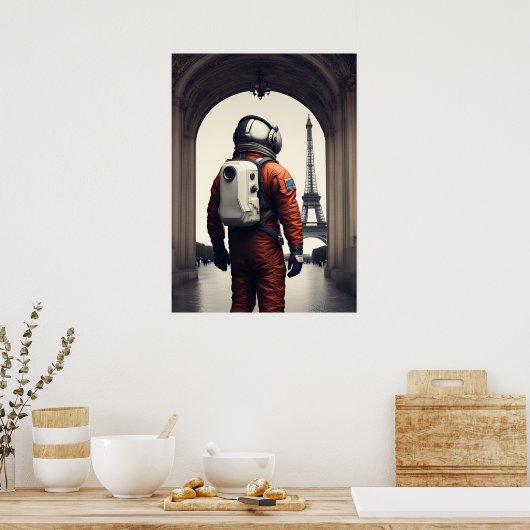 Ein Astronaut in Paris Poster (Küche)